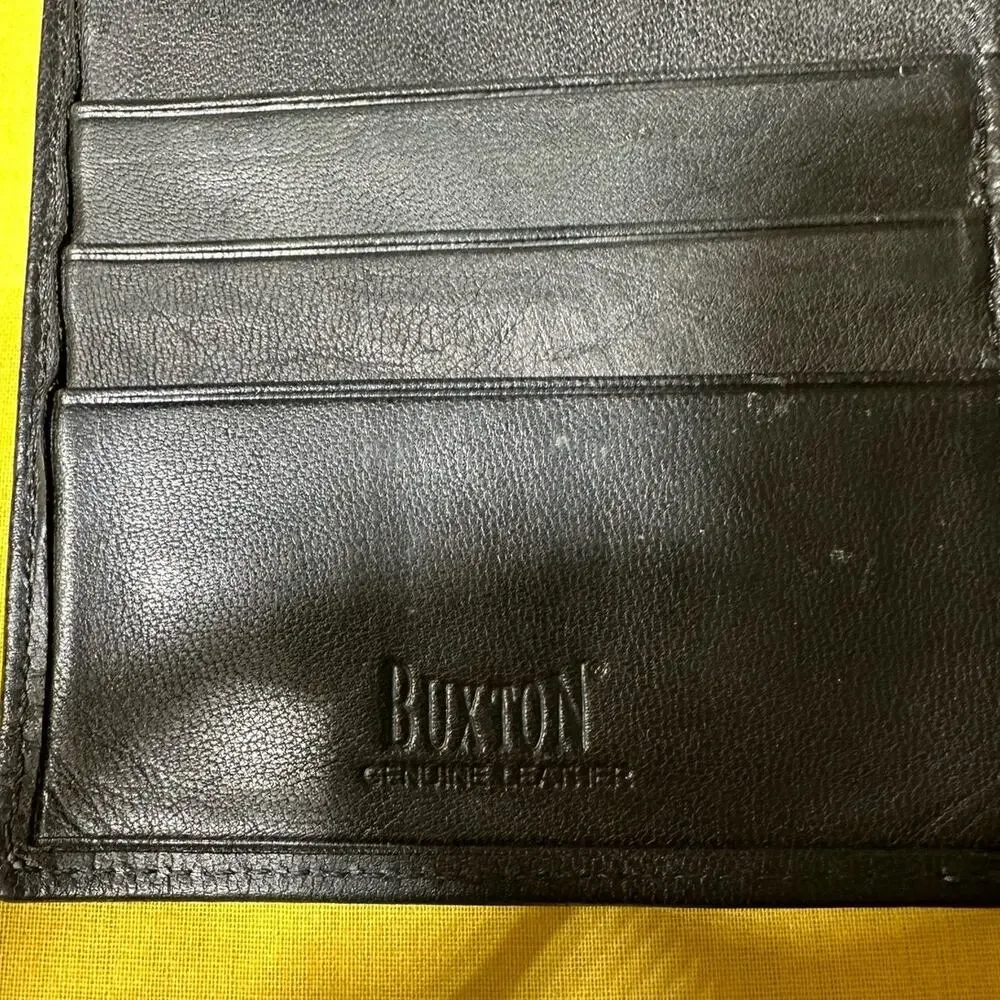 Buxton Genuine Leather Bifold Wallet Men’s Brown Organizer ID Window